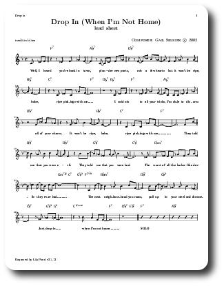 Drop In When I'm Not Home lead sheet