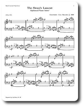 picture of piano intro to The Swan's Lament